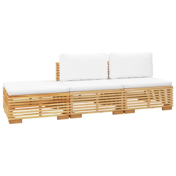 vidaXL 3-dielna z&aacute;hradn&aacute; sedacia s&uacute;prava s vank&uacute;&scaron;mi teakov&yacute; mas&iacute;v