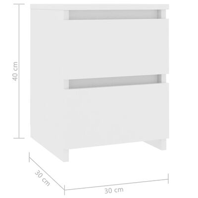 vidaXL Nočné stolíky 2 ks biele 30x30x40 cm drevotrieska