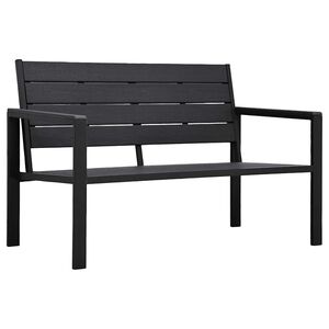 vidaXL Z&aacute;hradn&aacute; lavička 120 cm, HDPE, čierna, dreven&yacute; vzhľad