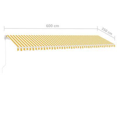 vidaXL Voľne stojaca ručne zaťahovacia markíza 600x350 cm, žlto biela