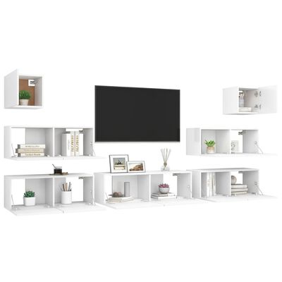 vidaXL 7-dielna súprava TV skriniek biela drevotrieska