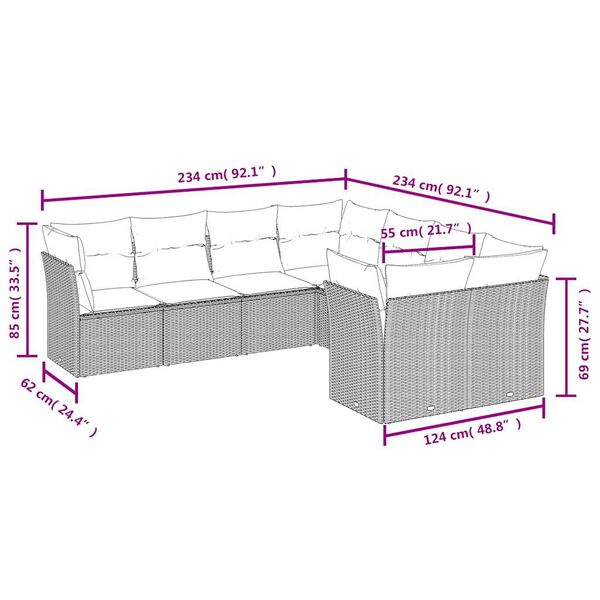 vidaXL 8-dielna záhradná súprava pohoviek s vankúšmi béžová polyratan