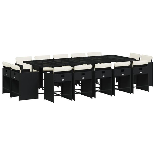 vidaXL 15-dielna z&aacute;hr. jed&aacute;lensk&aacute; s&uacute;prava s vank&uacute;&scaron;mi čierna polyratan