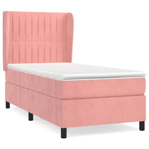 vidaXL Posteľn&yacute; r&aacute;m boxsping s matracom ružov&yacute; 80x200 cm zamat