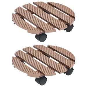 vidaXL Voz&iacute;ky pod kvetin&aacute;če 2 ks hned&eacute; &Oslash;30x7,5 cm WPC