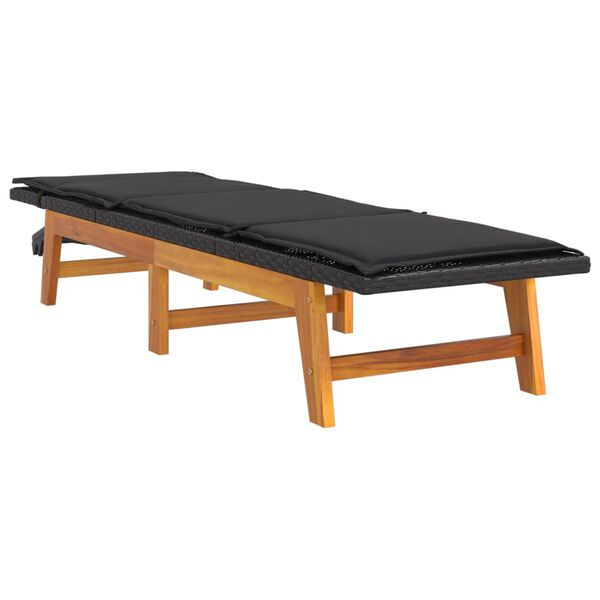 vidaXL Z&aacute;hradn&eacute; ležadlo s podložkou polyratan a ak&aacute;ciov&yacute; mas&iacute;v