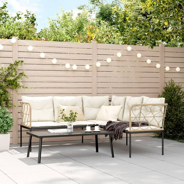 vidaXL Súprava záhradných pohoviek s vankúšmi čierna oceľ a textilén