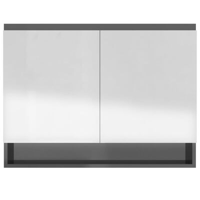 vidaXL Kúpeľňová zrkadlová skrinka 80x15x60 cm MDF lesklá sivá