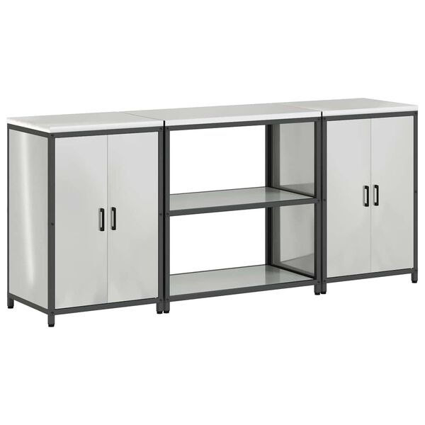 vidaXL Kuchynsk&yacute; &uacute;ložn&yacute; set 3 pcs Strieborn&aacute; Pozinkovan&aacute; oceľ