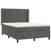 vidaXL Posteľn&yacute; r&aacute;m boxspring s matracom tmavosiv&yacute; 140x190 cm zamat