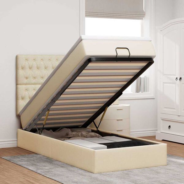 vidaXL Osmansk&yacute; r&aacute;m postele s matracom kr&eacute;mov&aacute; 100x200 cm l&aacute;tka