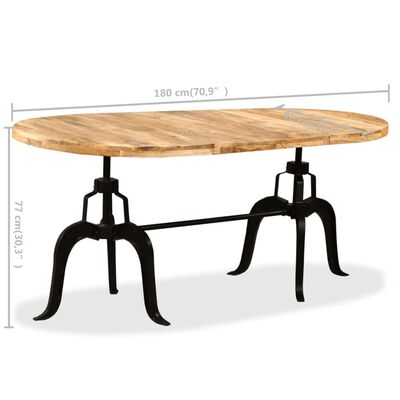 vidaXL Jedálenský stôl, masívne mangovníkové drevo a oceľ, 180 cm