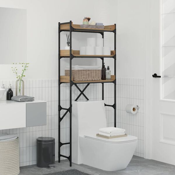 vidaXL Polica na pr&aacute;čku s poličkou Remeseln&yacute; dub 67 x 25 x 163 cm