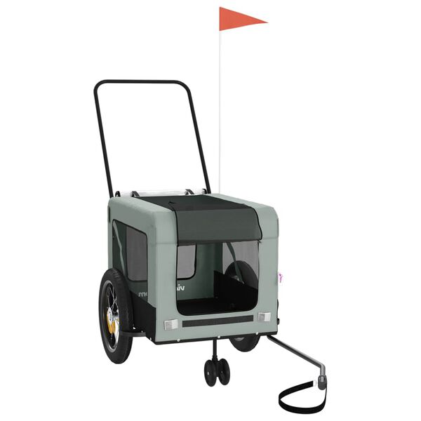 vidaXL Cyklovozík pre zvieratá, sivo čierny, oxfordská látka, železo