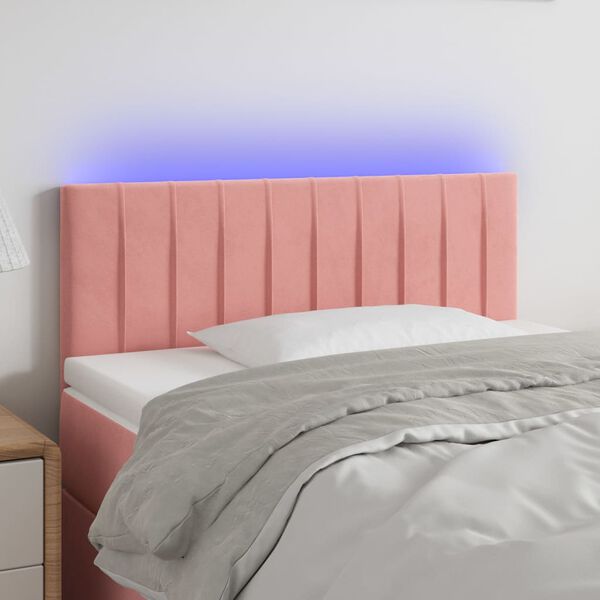 vidaXL Čelo postele s LED ružov&eacute; 90x5x78/88 cm zamat