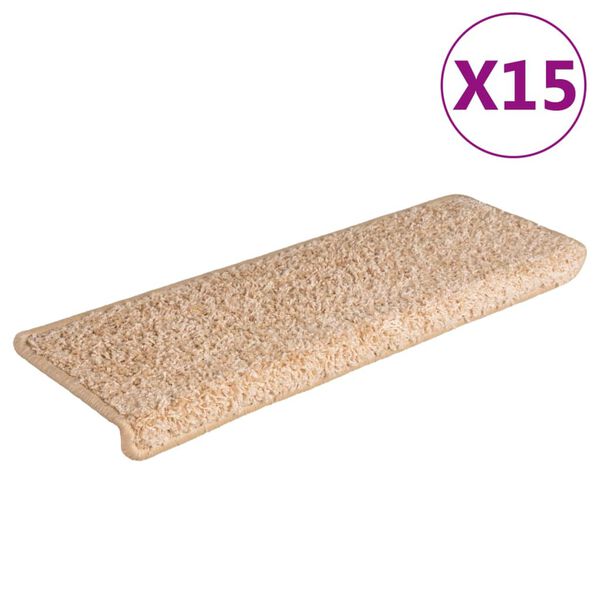 vidaXL Schodov&eacute; rohože 15 ks 65x21x4 cm zlat&eacute; s obdĺžnikov&yacute;m okrajom