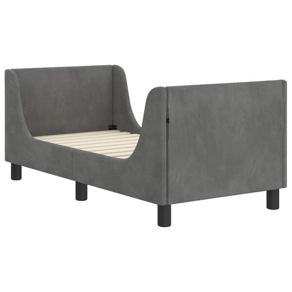 vidaXL R&aacute;m detskej postele s čelom Tmavo &scaron;ed&aacute; 70 x 140 cm Zamat
