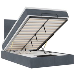 VidaXL osmansk&aacute; posteľ s matracmi a LED di&oacute;dami tmavosiv&aacute; zamatov&aacute;