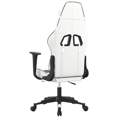 vidaXL Masážna herná stolička biela a čierna umelá koža