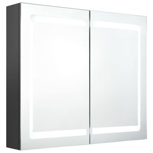 vidaXL LED kúpeľňová zrkadlová skrinka sivá 80x12x68 cm