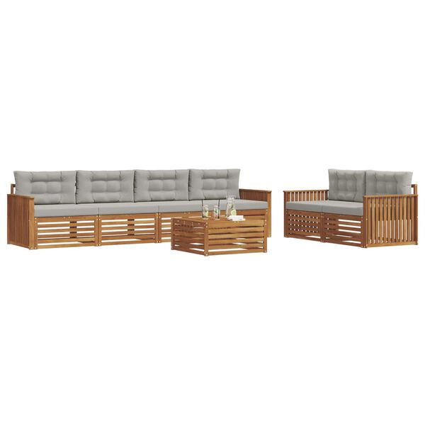 vidaXL Z&aacute;hradn&aacute; s&uacute;prava gaučov s vank&uacute;&scaron;om 7 pcs Pr&iacute;rodn&aacute; a svetlosiv&aacute;