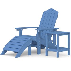 vidaXL Z&aacute;hradn&aacute; stolička Adirondack s podnožkou a stol&iacute;kom HDPE modr&aacute;