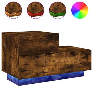 vidaXL Nočn&yacute; stol&iacute;k s LED svetlami dymov&yacute; dub 70x36x40,5 cm