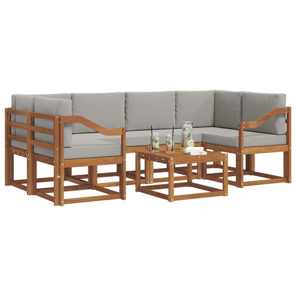 vidaXL Z&aacute;hradn&aacute; s&uacute;prava gaučov s vank&uacute;&scaron;om 7 pcs Pr&iacute;rodn&aacute; a svetlosiv&aacute;