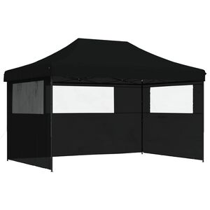 vidaXL Skladac&iacute; pop-up p&aacute;rty stan s 3 bočn&yacute;mi stenami čierny