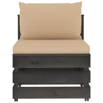 vidaXL 8-dielna sedacia súprava s podložkami, sivá, impregnované drevo