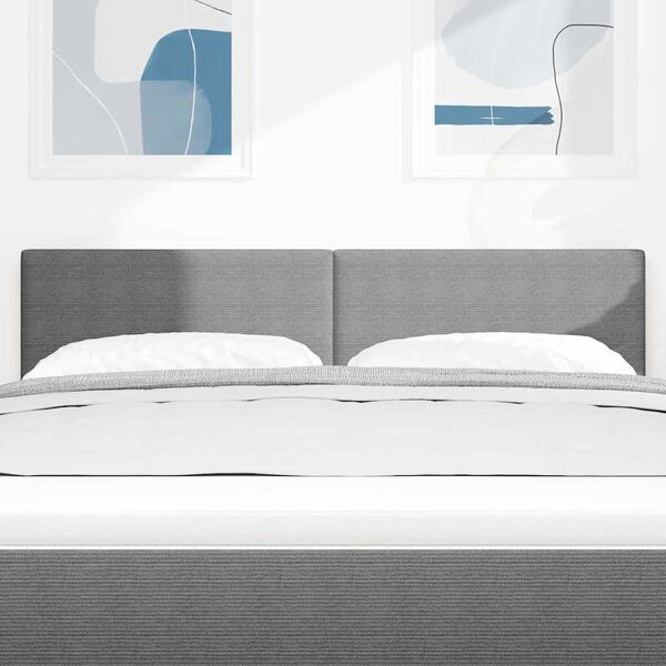 vidaXL LED hlavov&aacute; doska s čelnou doskou Svetlosiv&aacute; 160 cm Polyester