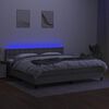 vidaXL Posteľ boxsping s matracom a LED bledosiv&aacute; 200x200 cm l&aacute;tka