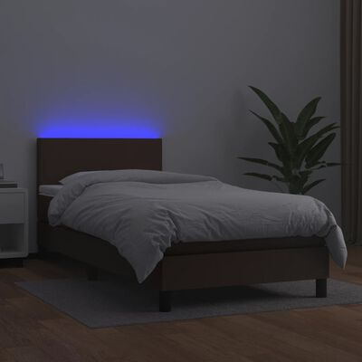 vidaXL Boxspring posteľ s matracom a LED hnedá 80x200 cm umelá koža