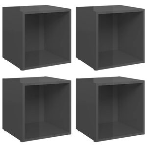 vidaXL TV skrinky 4 ks, leskl&eacute; siv&eacute; 37x35x37 cm, kompozitn&eacute; drevo