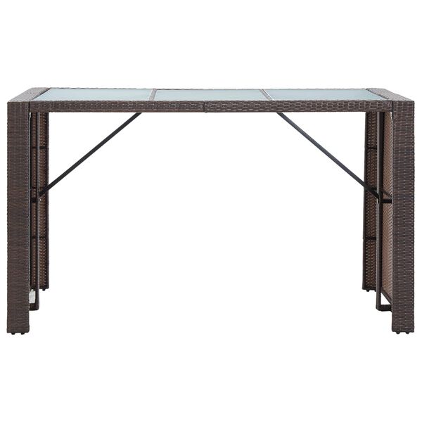 vidaXL 7-dielna záhradná barová súprava s vankúšmi hnedá polyratanová