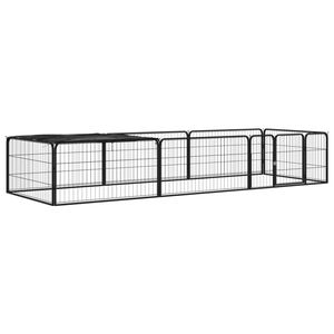 vidaXL Ohr&aacute;dka pre psov 8 panelov čierna 100x50 cm pr&aacute;&scaron;kovan&aacute; oceľ