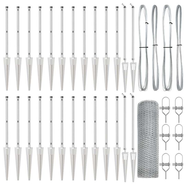 vidaXL Stĺp na plot. Strieborn&aacute; 50 x 1 m (25 mm sieť) Oceľ