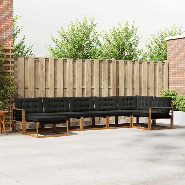 vidaXL Z&aacute;hradn&aacute; s&uacute;prava gaučov s vank&uacute;&scaron;om 21 pcs Pr&iacute;rodn&aacute; a čierna