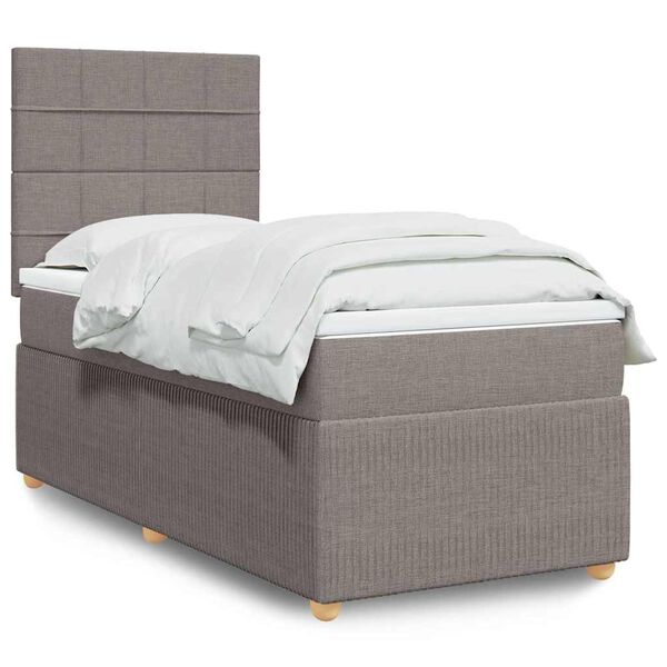 vidaXL Posteľn&yacute; r&aacute;m boxspring s matracom sivohned&yacute; 90x190 cm l&aacute;tka