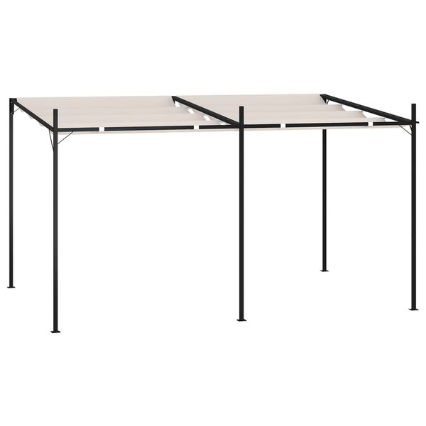 vidaXL Altánok so zaťahovacou strechou 400x300x233 cm krémový