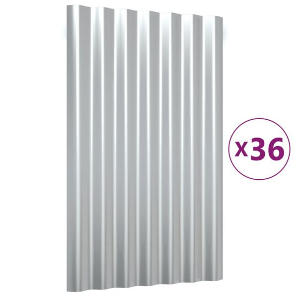vidaXL Stre&scaron;n&eacute; panely 36 ks pozinkovan&aacute; oceľ strieborn&eacute; 60x36 cm