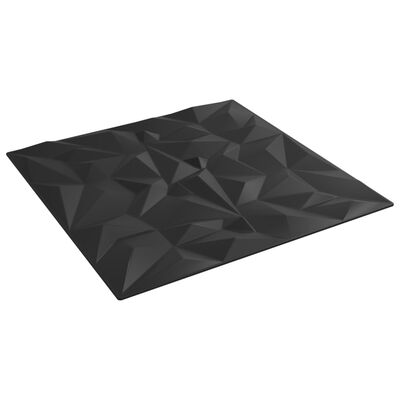 vidaXL Nástenné panely 12 ks, čierne 50x50 cm, XPS 3 m² ametyst