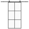 vidaXL Posuvn&eacute; dvere s kovan&iacute;m čierne 102x205 cm ESG sklo