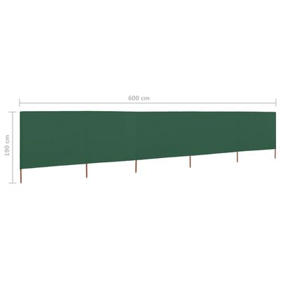 vidaXL 5-panelová zábrana proti vetru látková 600x160 cm zelená
