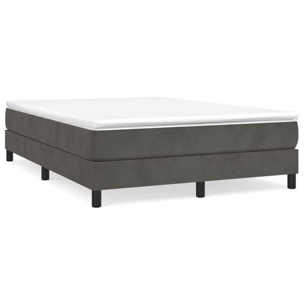 vidaXL Posteľn&yacute; r&aacute;m boxspring s matracom tmavosiv&yacute; 140x200 cm zamat