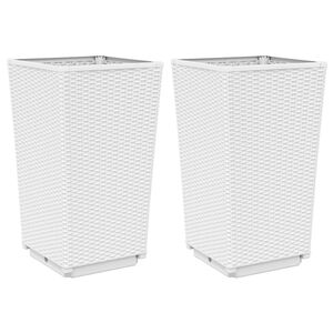 vidaXL Z&aacute;hradn&eacute; kvetin&aacute;če 2 ks, biele 32,5x32,5x57 cm, PP