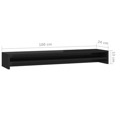 vidaXL Stojan na monitor lesklý čierny 100x24x13 cm drevotrieska