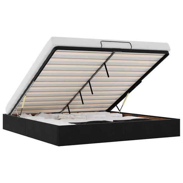 vidaXL Osmansk&yacute; r&aacute;m postele bez matraca Čierna 200x200 cm Zamat