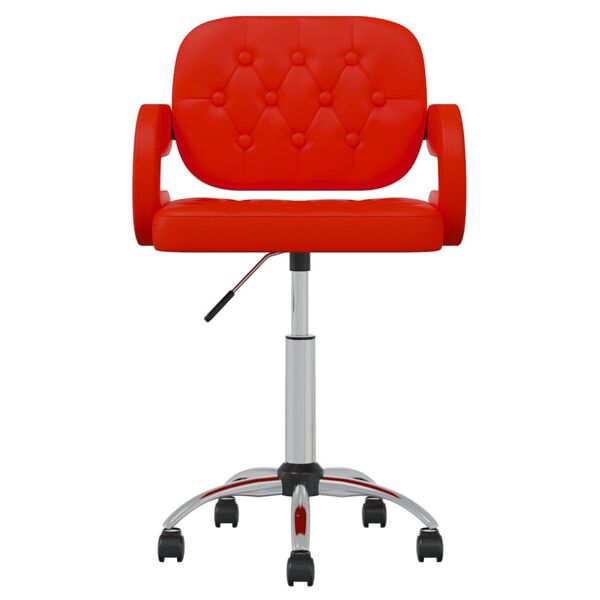 vidaXL Otočn&aacute; jed&aacute;lensk&aacute; stolička, červen&aacute;, umel&aacute; koža