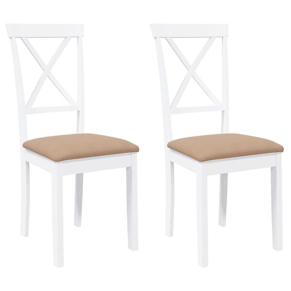 vidaXL jedálenské stoličky s vankúšmi 2 ks Biela guma masívneho dreva